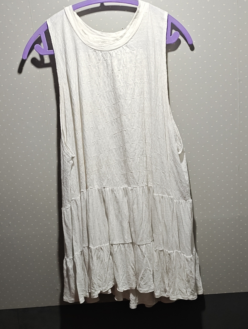 Free People White Sleeveless Tiered Tank Dress